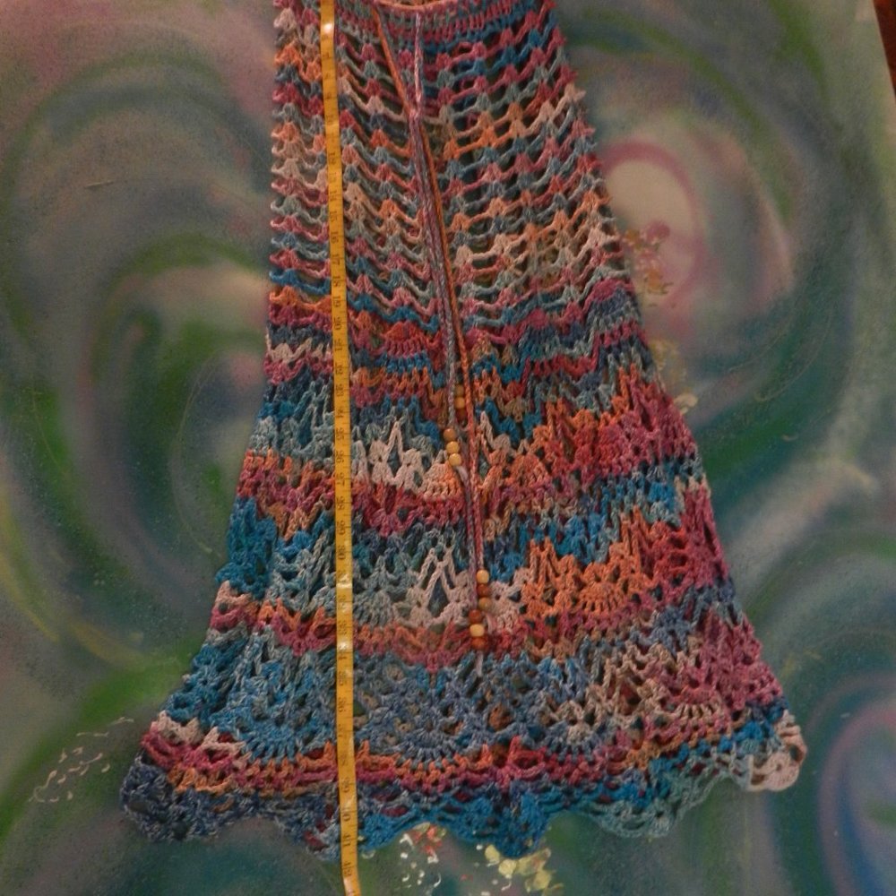 OOAK crochet boho mermaid skirt swim coverup custom handcrafted rose teal citrus - Picture 10 of 16